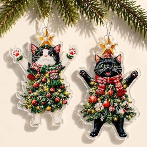 Christmas Ornaments 2026, Cat Ornaments for Christmas Tree - color: Set 2 Cat Christmas