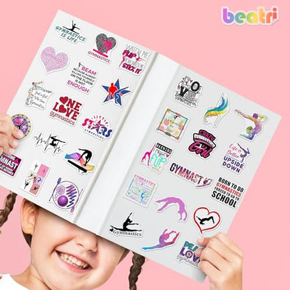 BEATRI Gymnastics Stickers 50Pcs Vinyl Waterproof Gymnastics Gifts Decor - color: Gymnastics Stickers