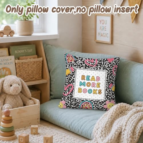 Reading Nook Pillow Covers 18x18,Classroom Decor Throw Pillows - color: Book