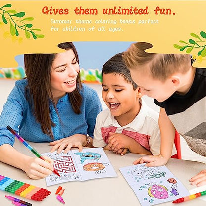 BenLouis 60Pcs Summer Mini Coloring Books Bulk for Kids Party Favors - style: Summer
