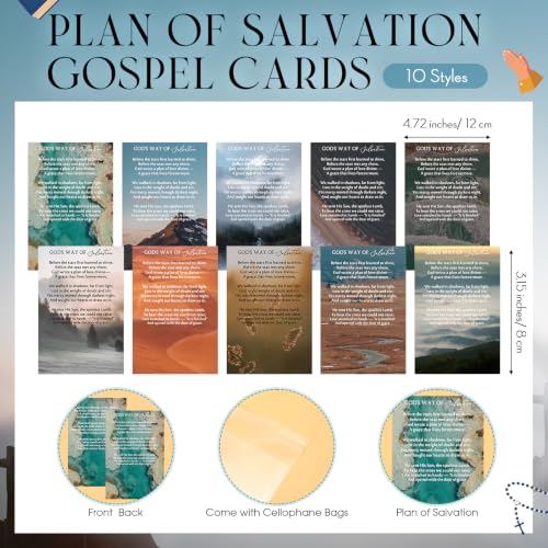 100 Set Plan of Salvation Gospel Tracts Cards Christian Gifts Bookmarks and Bible Verse Silicone Bracelets Bulk for Evangelism Scripture Catholic Prayer Fathers Gifts for Church Men Ministering