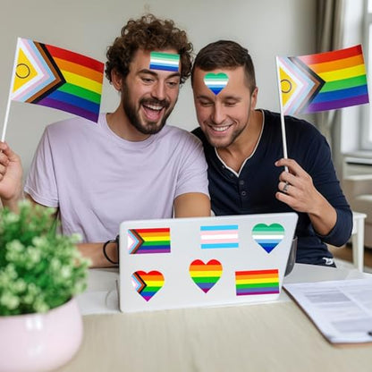 Pride Stickers 1000 PCS, Rainbow Heart & Flag LGBTQ Stickers for Transgender, Lesbian, Bi, Gay, Progress Pride, Pride Month,Parade Accessories, 16 Designs (500 Pieces Per Roll) - style: 1000 PCS Pride Stickers