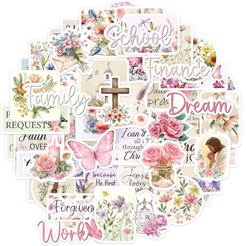 Prayer Vision Board Stickers, 50 Pcs Floral - color: Floral Bible Verse