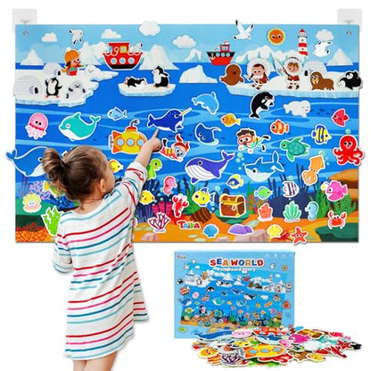 Taika 70Pcs Ocean Creatures Felt Story Board Set, 43x28inches Flannel Board - color: Ocean Creatures