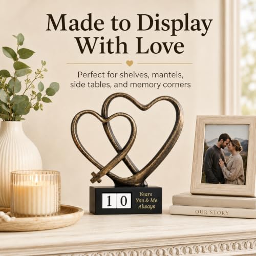 for Couples, Cross Heart Statue with Year Blocks