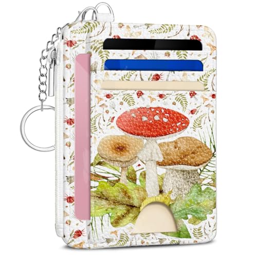 Mushroom Credit Card Holder Wallet, Slim RFID Blocking Card Case - color: Fungus
