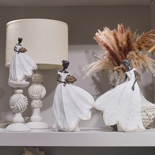 Guichifun Fairy Statue White Leaf Angel Girls Resin 7.5 x 4.5 x 11.5 Inch - color: White-flower, size: Large