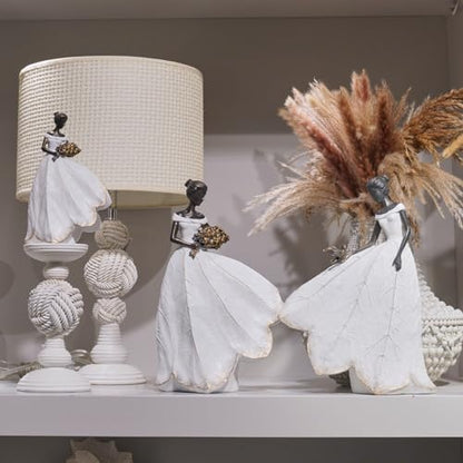 Guichifun Fairy Statue White Leaf Angel Girls Resin 7.5 x 4.5 x 11.5 Inch - color: White-flower, size: Large