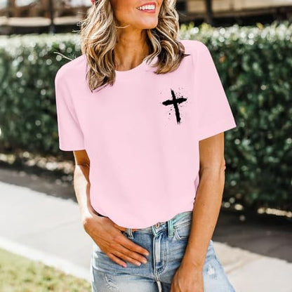 Christian Shirts for Women Psalms 91 Jesus Shirt Religious Faith God Tshirt Bible Verse Inspirational Tees Tops - color: Pink, size: XX-Large
