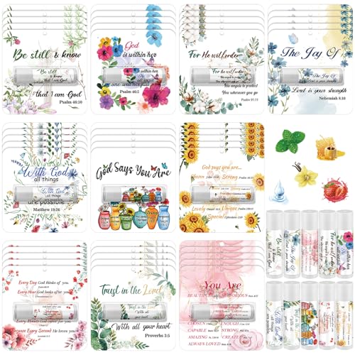 10 Pack Christian Gifts Bulk for Women Men Religious Lip Balms Bulk Church Party Favors Christmas Party Gifts Stocking Stuffers Bible Verse Study Supplies for Employee Staff Coworkers - color: Floral
