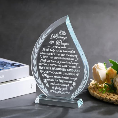Wedding Gifts for Couples Newlyweds 2026 Unique Anniversary Marriage Prayer Christian Gift Glass Plaque, Bridal Shower Gifts for Bride, Mr and Mrs Engagement Decor