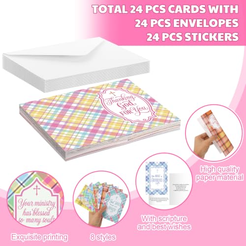 24 Pack Christian Pastor Ministry Appreciation Card, Ministry Plaid - style: Ministry Plaid