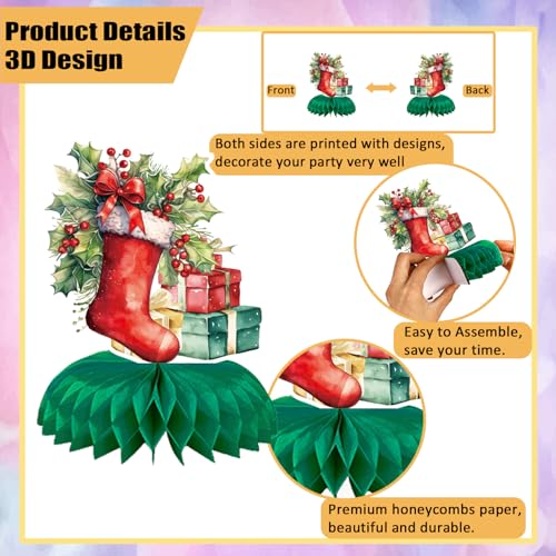 Christmas Table Decorations Christmas Honeycomb Table Centerpieces for Christmas Party Decorations, 9 Pcs