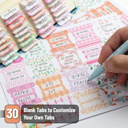 Mr. Pen- Laminated Bible Tabs, 120 pcs, Easy-to-Read & Apply - color: Garden Glory