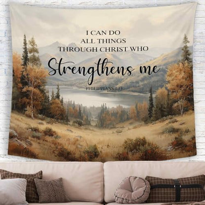MNASAIOO Christian Mountain Landscape Fall Tapestry for Bedroom 50x60in - color: strengthens fall