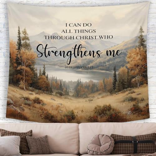 MNASAIOO Christian Mountain Landscape Fall Tapestry for Bedroom 50x60in - color: strengthens fall