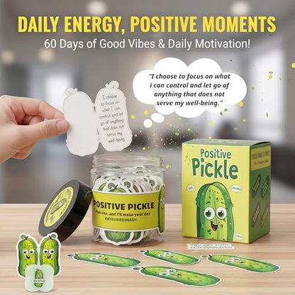 Emotional Support Pickle, Positive Pickle Jar with 60 Affirmation Cards, Gifts for Women, Men - color: Pickle Jar