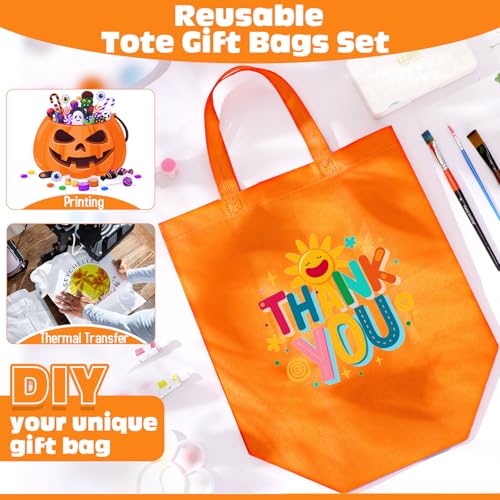 Windyun Reusable Grocery Bags Non Woven with Handles - color: Orange