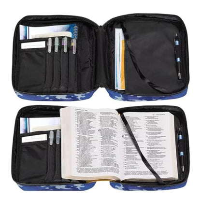 Coldinair Camo Bible Cover Case for Boy,Bible Bags Book Covers Kids Scripture Carrying Case with Handle and Pocket,Bible Book Carrying Case Tote Handbag,Blue - color: Camo,blue