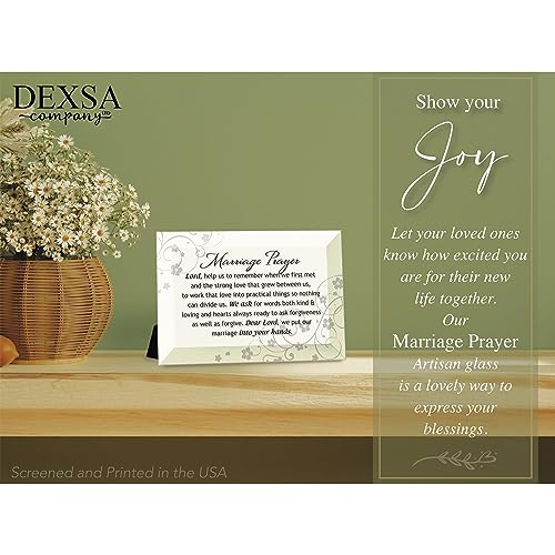 DEXSA Marriage Prayer Beveled Glass Plaque with Easel | Made in the USA
