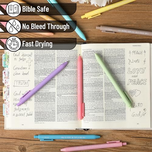 Mr. Pen- Christian Pens, 50 Pack, Black Ink, Pastel Color Barrels