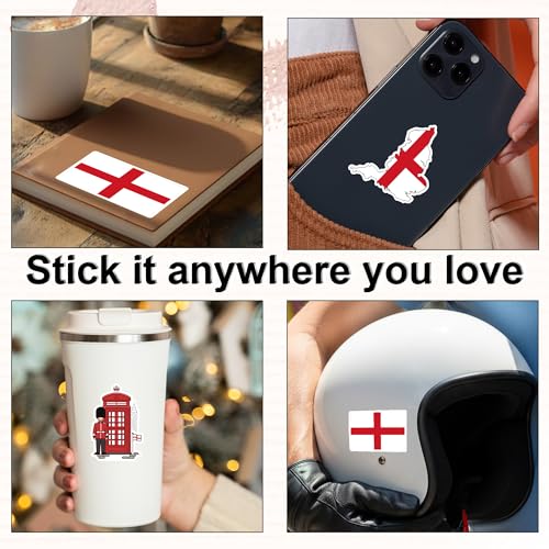 [3PCS] England Flag Sticker, England Stickers, Luggage Stickers, Bold Red - color: England Flag Sticker