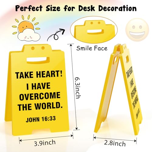 Inspirational Christian Bible Verse - Take Heart! I Have Overcome the World, Quote John 16:33, Positive Office Religion Decor for Women Men Friend Galentines Valentines Day Birthday Gifts - style: I Have Overcome the World