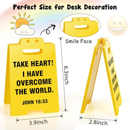 Inspirational Christian Bible Verse - Take Heart! I Have Overcome the World, Quote John 16:33, Positive Office Religion Decor for Women Men Friend Galentines Valentines Day Birthday Gifts - style: I Have Overcome the World