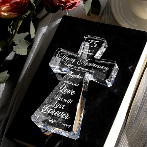 JOASURA 25th Wedding Anniversary Crystal Cross Gifts for Couple - style: 25th
