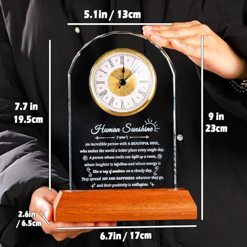 Arikyrist Glass Clock Human Sunshine Inspirational Gifts for Women Men - color: Human Sunshine