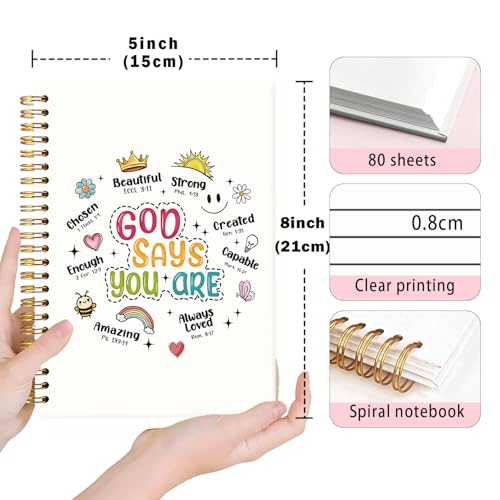 Lacama Bible Journal for Women, Christian Prayer Journal Notebook Gifts for Teen Girls Kids, Bible Study Supplies, Bible Notebooks for Note Taking, Hardcover Notebooks Office School Supplies 5.5x8.3 - color: God Says You are-2