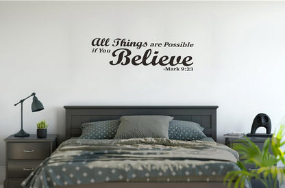 Mark 9:23 Bible Verse Wall Decal, Christian Faith Sticker