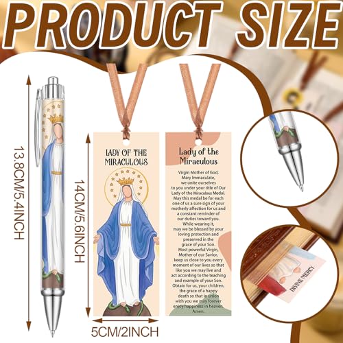 Sayglossy 40 Pcs Catholic Bible Gifts Set 20 Christian Ballpoint Pens ＆20 Prayer Bookmarks Religious Saints Jesus Virgin Mary Gifts Bulk for First Communion Baptism Confirmation Lent Favors(Cute) - style: Cute