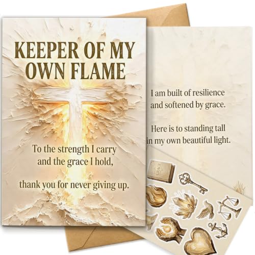 Empowering Self Care Greeting Card, Uplifting Spiritual Self Love Card, Confident Strength Art, Standard A5 Size, Double-Sided Print, Original Design, Includes Envelope & Matching Sticker Sheet