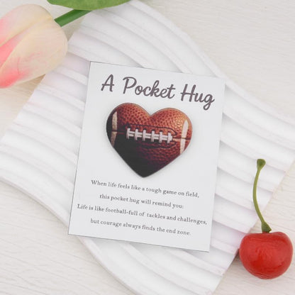 Football Pocket Hug Token Inspirational Heart Tokens for Football Players - color: Football