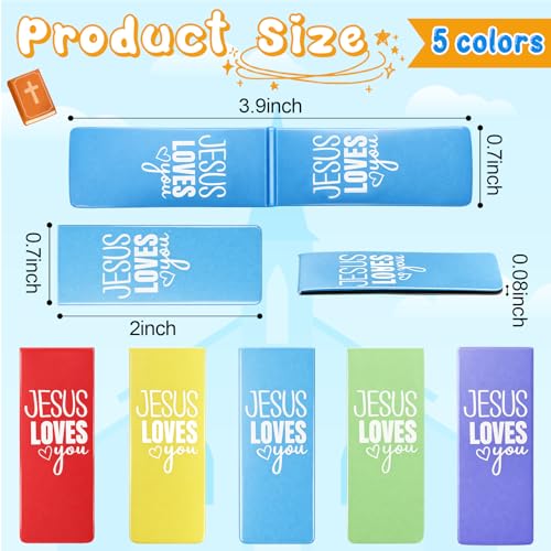 Resurhang 60 Pcs 2'' Jesus Loves You Magnetic Bookmarks, Jesus Gift Bulk, Christian Religious Inspirational Bookmarks, for Teachers Mothers Day Church Gifts First Sunday School Supplies Party Favor