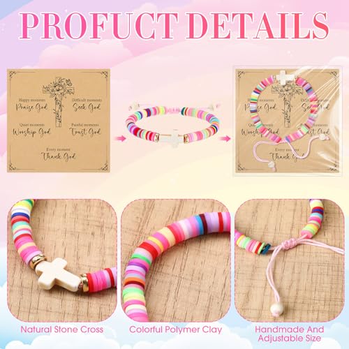 Liliaafar 20 Sets Cross Bracelets Bulk for Kids Teens Adjustable Christian Friendship Bracelets for VBS Sunday School Gifts - color: Rainbow Colors