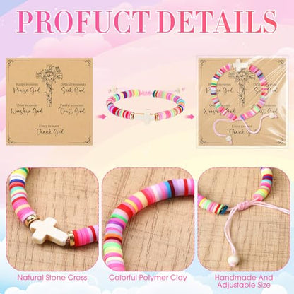 Liliaafar 20 Sets Cross Bracelets Bulk for Kids Teens Adjustable Christian Friendship Bracelets for VBS Sunday School Gifts - color: Rainbow Colors