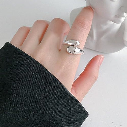 Handmade Rings 925 Sterling Silver Band Ring Adjustable Open Knuckle Rings Thumb Ring Statement Rings for Women Minimalist Jewelry - color: Pattern 2