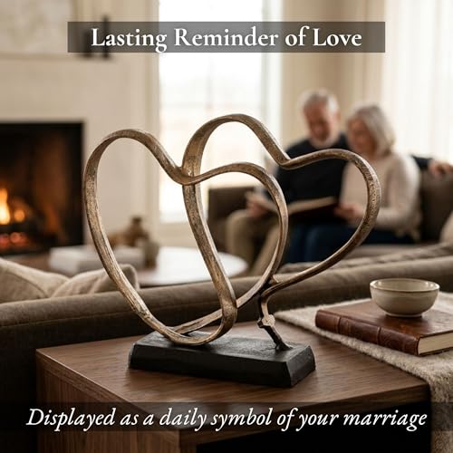Wedding Anniversary Couples Gift - Iron Sculpture Bundle - Any Anniversary - color: Gold