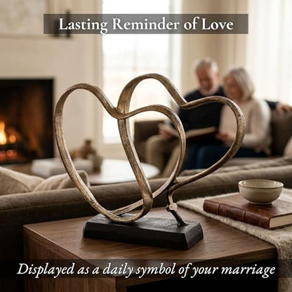 Wedding Anniversary Couples Gift - Iron Sculpture Bundle - Any Anniversary - color: Gold