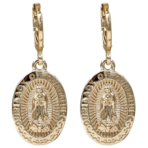 18K Gold Plated, Dangle Earrings for Women, Flower/Heart Drop earrings, Hypoallergenic Cubic Zirconia Earrings, Lightweight, Party, gold earrings, Jewelry for Gifts, Fashion - style: OBS7522-Guadalupe