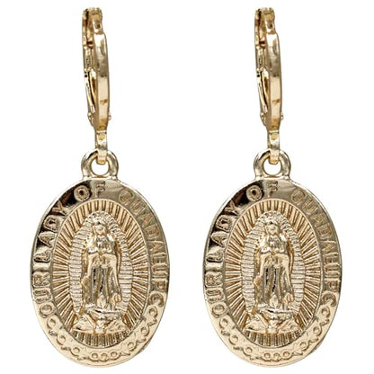 18K Gold Plated, Dangle Earrings for Women, Flower/Heart Drop earrings, Hypoallergenic Cubic Zirconia Earrings, Lightweight, Party, gold earrings, Jewelry for Gifts, Fashion - style: OBS7522-Guadalupe