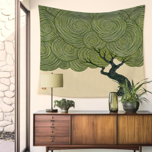 HUGANE Japanese Green Abstract Tree Tapestry Wall Decor 50x60 Inch - color: Colour-03