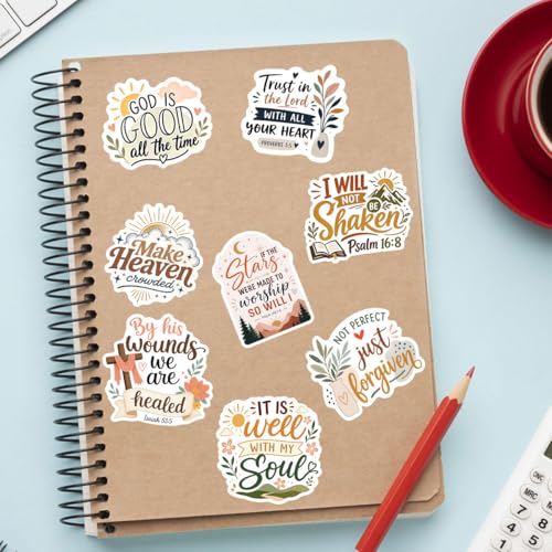 12PCS Faith Over Fear Bible Quote Stickers Pack, Inspirational Christian Vinyl Decals, Uplifting Stickers for Water Bottles, Laptops, Gifts for Religious Celebrations (A 12Christian) - color: A 12christian