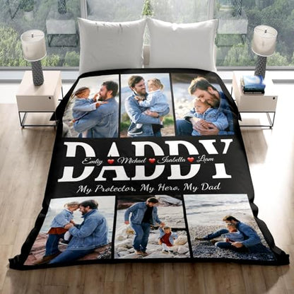 inkArts Fathers Day Personalized Gifts for Dad from Daughter Son Gifts for Dad Custom Blankets with Photo, Personalized Photo Blankets Customized Blanket with Picture - color: 6 Photo-4