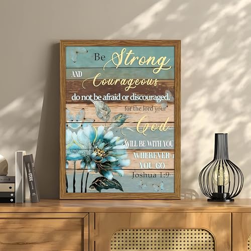 Bible Verse Canvas Wall Art Joshua Scripture Pictures Wood Framed 12x16 In - color: Joshua1 - wood, size: 16"L x 12"W