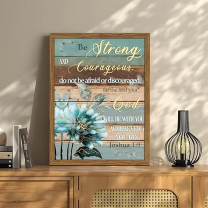 Bible Verse Canvas Wall Art Joshua Scripture Pictures Wood Framed 12x16 In - color: Joshua1 - wood, size: 16"L x 12"W