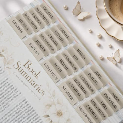UPAFEXXI-Laminated Bible Tabs with Book Summaries, Bible Study Supplies - color: Summaries Gray2