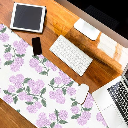 Hydrangea Mouse Pad, Pink Flroal Desk Mat 31.5x11.8 - color: Pink Hydrangea Large, size: 31.5L x 11.8W inches